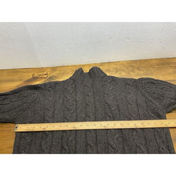 American Eagle Donegal Cable Knit Mock Neck Fisherman Sweater Lambswool Sz. L - Picture 6 of 12
